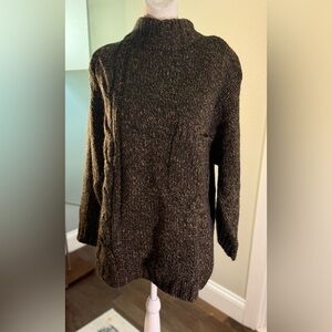 Vintage D. D. Sloane Brown Speckled Chunky Cable Knit Sweater Cozy 90s Large